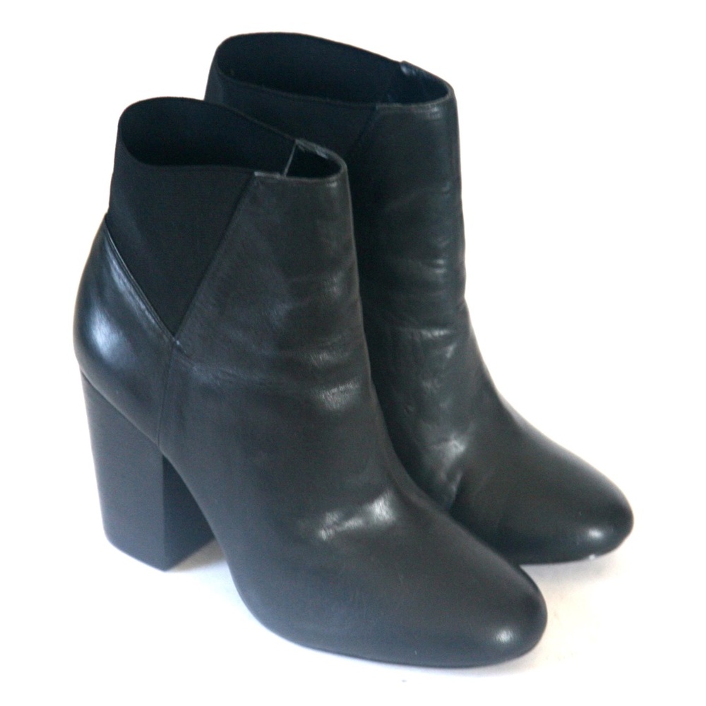 Size 8.5 - BCBGeneration Women's Lillyan Black Leather Block Hell Pull Up Ankle